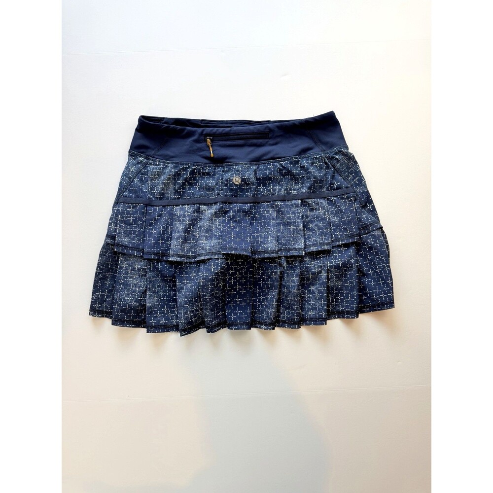 Lululemon Exploded Sashiko Cross inkwell PLeated Pace Setter Skirt Skort Size 4